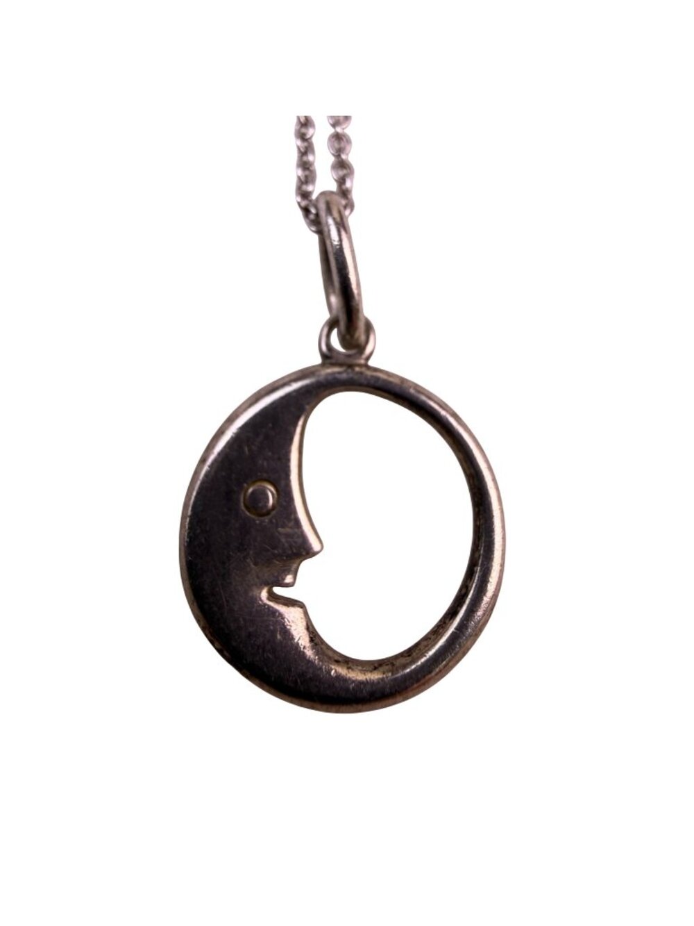 Sterling Silver Womens Moon Pendant Necklace Italian 925 Chain Minimalist Design